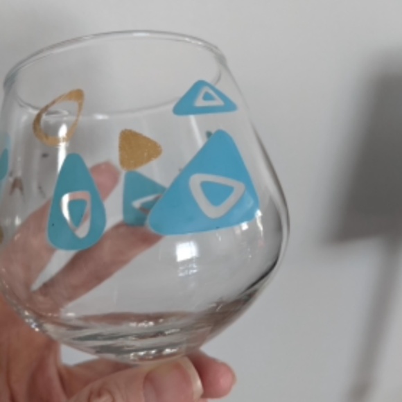 Vintage MCM Goblet: Turquoise & Gold Atomic Design - Picture 2 of 4